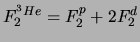 $F_2^{^3He}=F_2^p+2F_2^d$