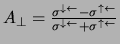 $A_\perp=\frac{\sigma^{\downarrow\leftarrow}
-\sigma^{\uparrow\leftarrow}}{\sigma^{\downarrow\leftarrow}
+\sigma^{\uparrow\leftarrow}}$