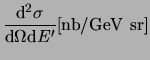 $\displaystyle \frac{\mathrm{d}^2\sigma}{\mathrm{d}\Omega\mathrm{d}E'}\mathrm{[nb/GeV~sr]}$